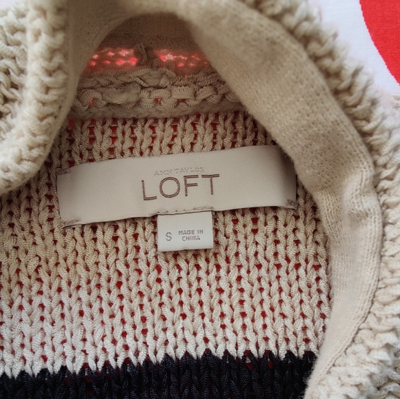 Black and Oatmeal Striped Open Front Cardigan Size Small | Ann Taylor Loft - Picture 9 of 11